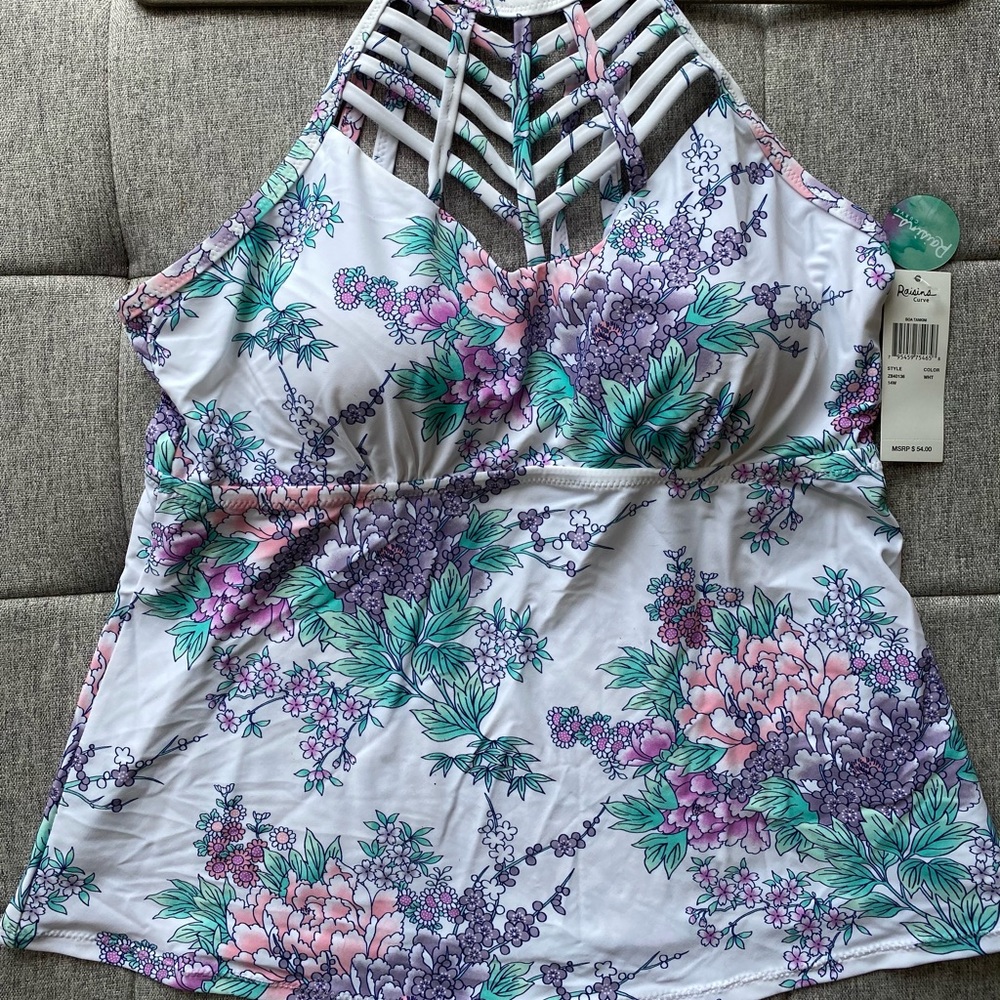 Macy’s Swim-  NWT Tankini swim top, Sz 14.